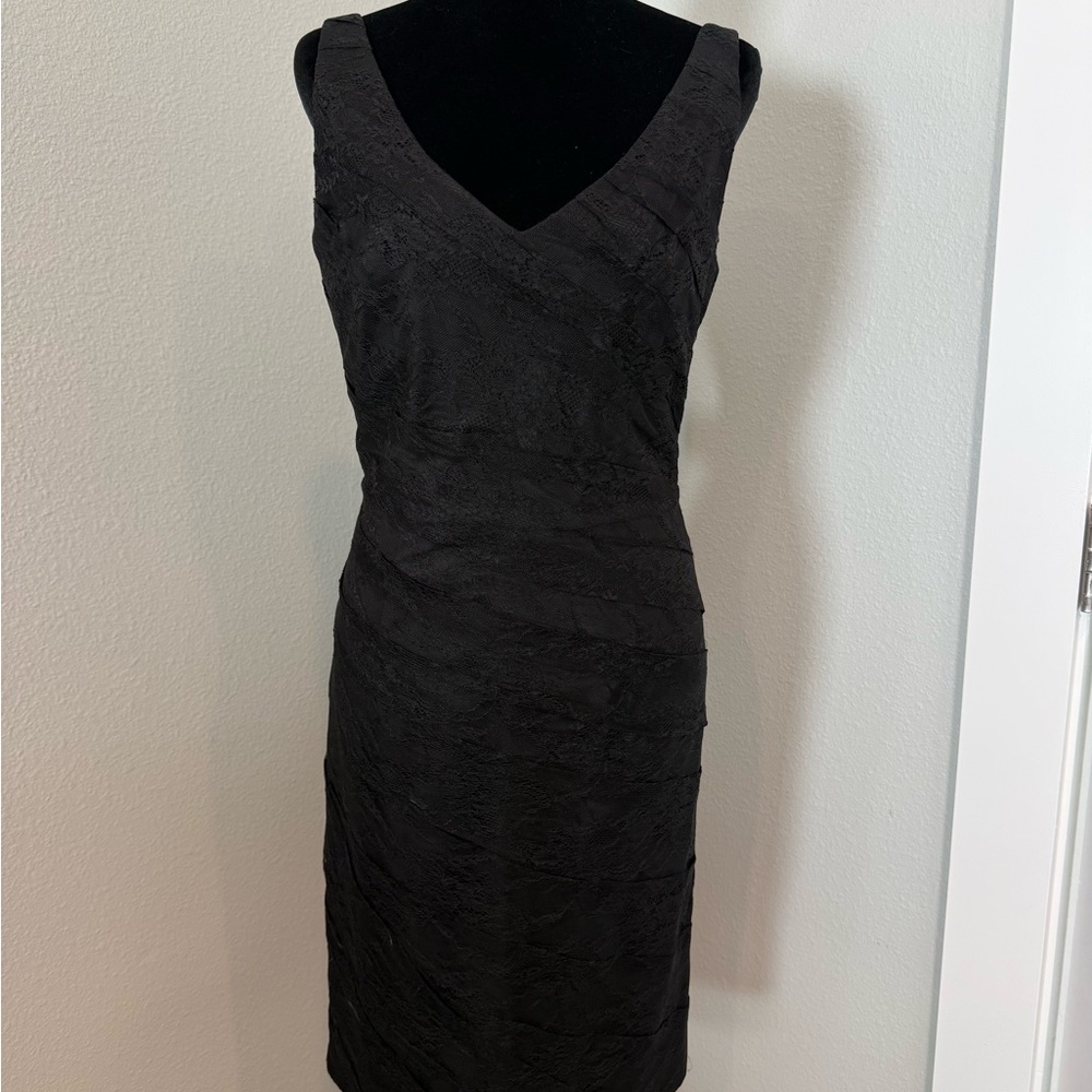 Ann Taylor Black Textured Midi Dress